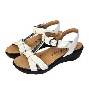 Mephisto Felizia Air-relax Mobils White Patent Leather Rhinestone Sandals 38 US8